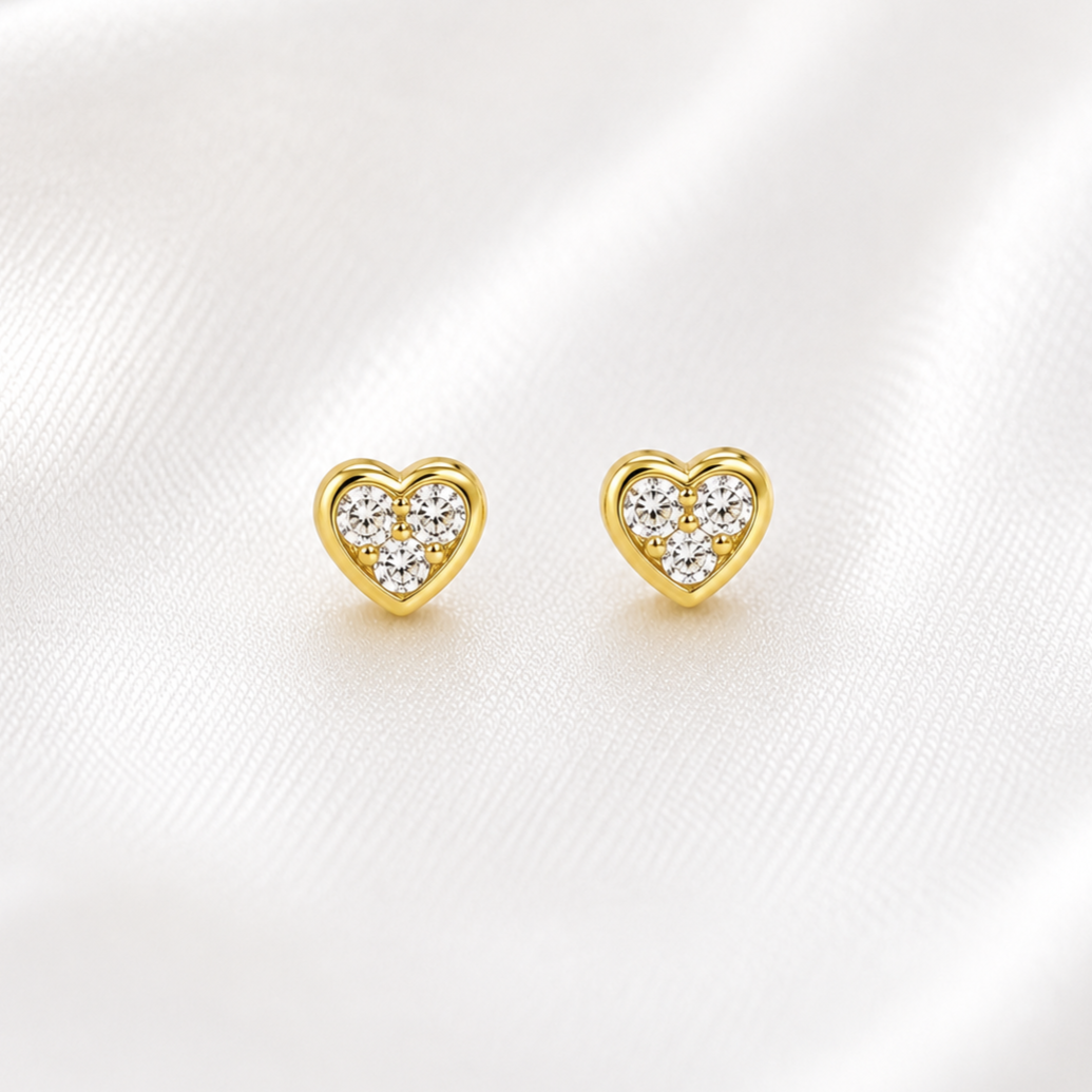 Aretes Love Brillos Oro 18kt